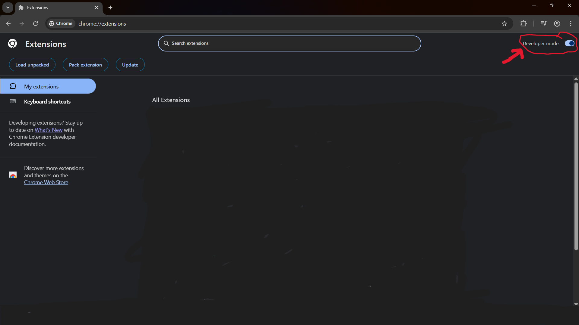 Developer mode toggle